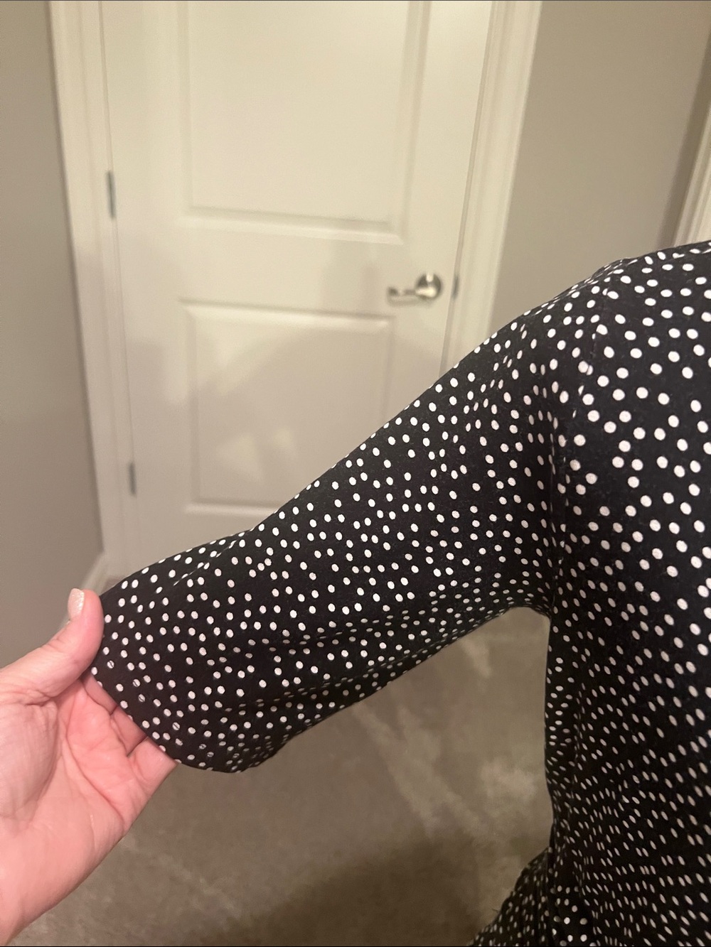 Ann Taylor Black and White Polka Dot Midi Sheath Dress Size 4 - Picture 6 of 11